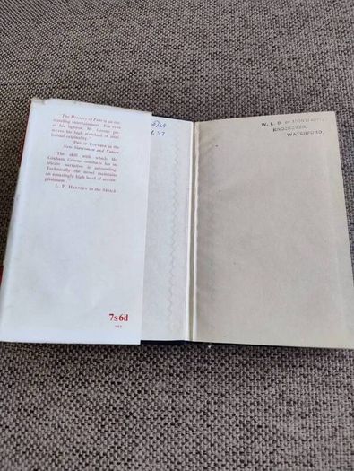 Graham Greene The Ministry of Fear 1950 hardback with dustcover in good condition with some signs of wear on the dustcover see photos FREE STANDARD POSTAGE INCLUDED