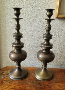 Vintage pair of bronze candlesticks