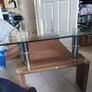 Glass Coffee Table with Timber Shelf, 109cm long x 60cm  wide x 56cm high Image 3