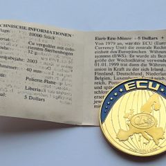 24 karat Gold plated Proof ecu to euro 2003