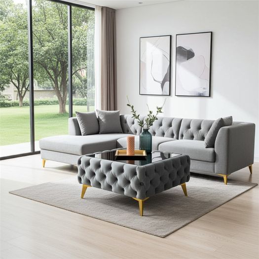 Luxury Velvet Chesterfield Coffee Table 63x63x35cm Square Velvet Free Delivery