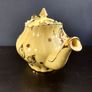 Vintage Arthur Wood Teapot and Matching Milk Creamer in a Gilt Pattern of Leaves and Spots on a Sunshine/Banana Yellow Glazed Background, in the Prince Shape Image 8