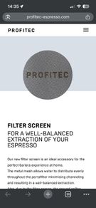 Profitec filter screen for home espresso machine