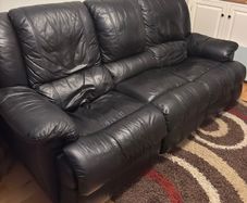 3 Seat Reclining Sofa-Black Leather