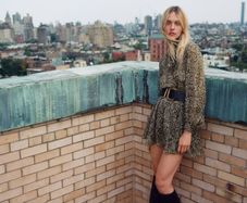 ZARA green brown animal snake print Balloon Sleeves Dress With Belt Size S