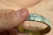 Mother of Pearl Brass Bangle Bracelet MOP Panel Boho