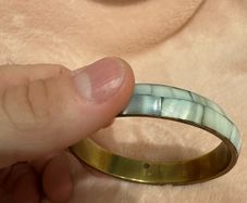 Mother of Pearl Brass Bangle Bracelet MOP Panel Boho