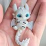 Cute Light Fury Dragon Keychain | 3D Printed White Dragon Charm Image 2