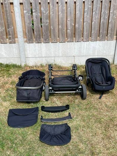Magic ZC 3 in 1 Pushchair Pram Travel System, Baby Stroller 3 in 1 with Reversible Two Pushing Modes, Newborn Infant Carriage One-Click Folding, Toddler Buggy Aluminum Frame (739 Black)