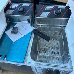 220v Commercial Deep Fryer 2X6L Double Tank Deep Fat Fryer Stainless Steel Chip Fryer 2500W+2500W With Lids
