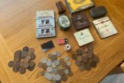 Mixed Lot of Collectables Coins,Antique Tins Etc