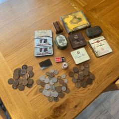 Mixed Lot of Collectables Coins,Antique Tins Etc