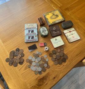 Mixed Lot of Collectables Coins,Antique Tins Etc
