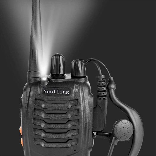 2PCS Walkie Talkies Rechargeable Walkie Talkie Long Range Two-Way Radio Walky Talky Set with Earpieces and LED Light Voice Prompt for Field Survival Biking and Hiking