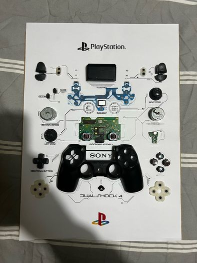 Sony Dualshock 4 PS4 Controller Teardown Frame Art Handmade!