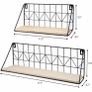 2 Wall Mounted Floating Shelves Set Wood Wall Mounted Shelf Metal Frame Storage Shelves Display Racks Home Decor Rustic for Bedroom, Bathroom, Living Room, Kitchen, Office Image 2