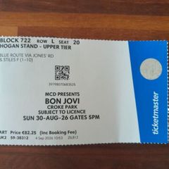 Bon Jovi commemorative ticket