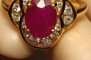 Gold Plated Sterling Silver Natural Ruby and Zircon Cluster Ring