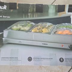 Tower 4 Tray Stainless Steel Buffet Server & Food Warmer