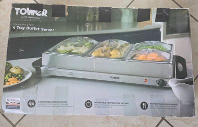 Tower 4 Tray Stainless Steel Buffet Server & Food Warmer