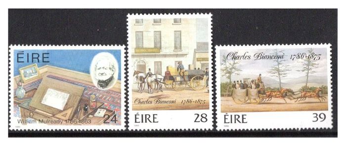1986 Ireland Bicentenary of the Birth of Mulready & Charles Bianconi Commemorative Stamps Mint Never Hinged (MNH)