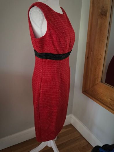 Stunning Sonia Pena Red Wool-Blend Tweed Occasion Dress - Uk10-12