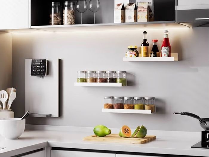 4 Pack White Adhesive Shelves, 15"x4" No Drill Acrylic Wall Shelves | Dual-Mount (Adhesive or Screws) Waterproof Storage Bathroom Shelf Organizer for Kitchen, Living Room, Bedroom