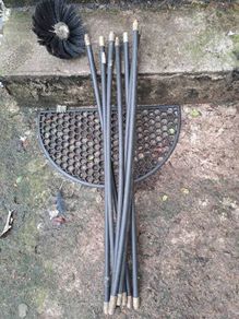 Open fire chimney sweaping brushes