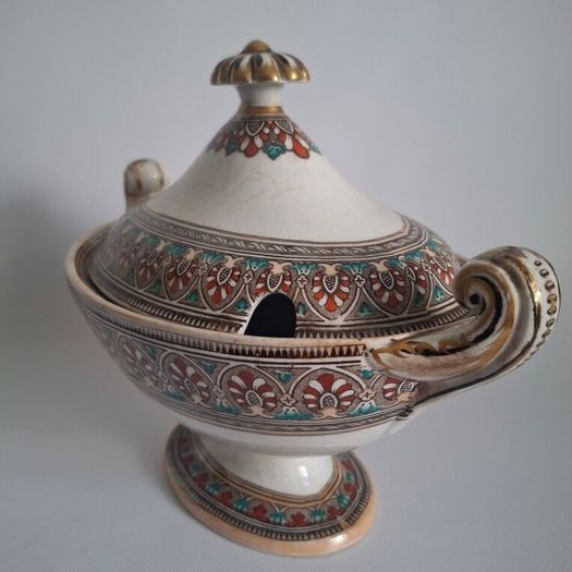 Rare 1860s Victorian Ironstone Sauce Tureen & Lid