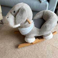 Mamas & Papas Ellery the Rocking Animal in gray plush.