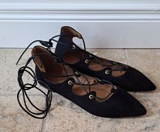 Black suede flats