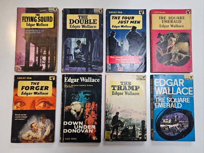 Edgar Wallace Books x 8 - Vintage Crime Thriller Books - Vintage Paperback Books