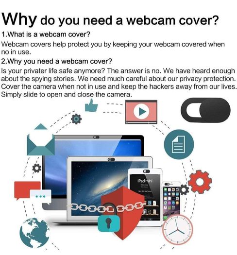 [3 Pack Webcam Cover Slider for Privacy, 0.027in Ultra Thin Design Web Camera Cover Slide for Laptop, Desktop, PC, Tablet, Smartphone and More - (Black)