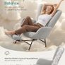 Rocking Chair Removable Cushion Side Pockets Wooden Legs Dove Grey Image 4