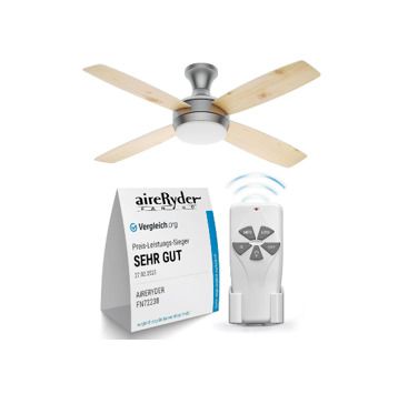 AireRyder Ceiling Fan Saturn Nickel with Lighting and Remote Control 52 132cm Blades in Silver and Pine