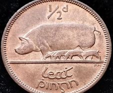 [#58] - Ireland 1964 | Irish 1/2d | Irish Half Penny | KM.10 | UNC