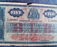 British Linen Bank Five Pound Note. Dated 6th June 1956.