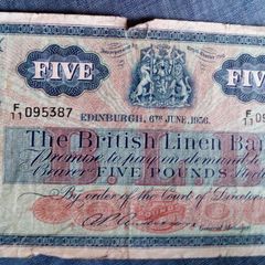 British Linen Bank Five Pound Note. Dated 6th June 1956.