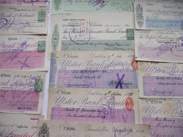 A Collection of 16 Vintage Cheques from Irish Banks (1892-1962)