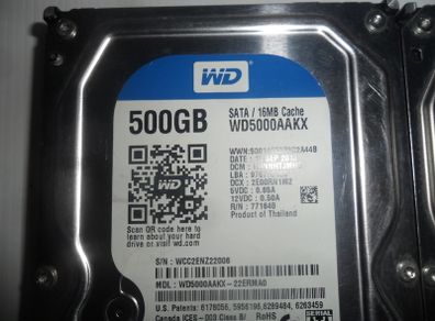 Wester Digital  Hdd 500 GB, Sata