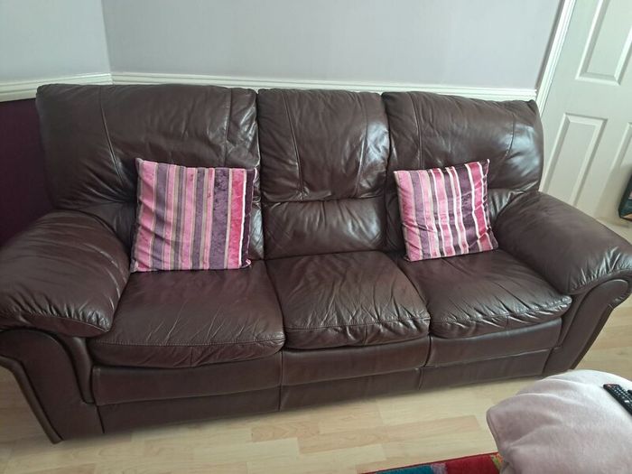 Leather couch & 2 armchairs
