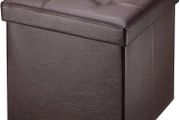 NEW SALE | Folding Ottoman Storage Box with Lid, Faux Leather Footstool Toy Storage Box Storage Seat 38 x 38 x 38 cm