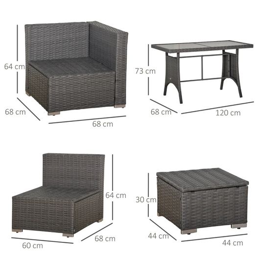 MASSIVE SUMMER SALE 10PCs Garden Rattan Corner Dining Sofa Set 9-Seater Patio Furniture Set Glass Table Stools w/ Cushions & Pillow