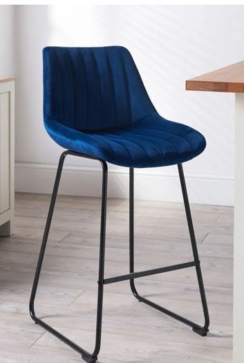 4 Navy Velvet Bar Stool