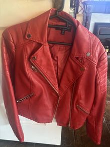 Miss Selfridge red faux leather jacket size 8