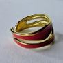 Double Layer Geometric Red & Gold Open Ring Image 5