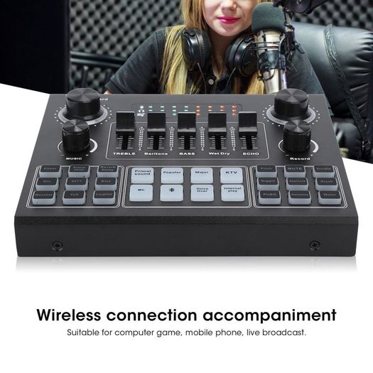 New Pro Sound Card, Multifunctional Live Sound Card, V Bluetooth Sound Card Stereo Audio Mixer for Computer Game Mobile Phone Live Broadcast, for Computer Game, Mobile Phone ,Live Broadcast