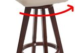 Wooden Bar Stools, Faux Leather Swivel Bar Stools Cream with Dark Legs