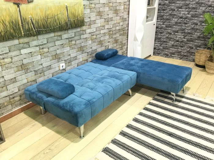 Blue Velvet Nordic Comfort Chaise Sofa,198cm