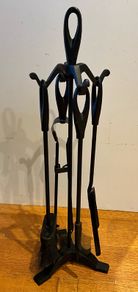 Vintage Fireplace Companion Set on Cast Iron Stand